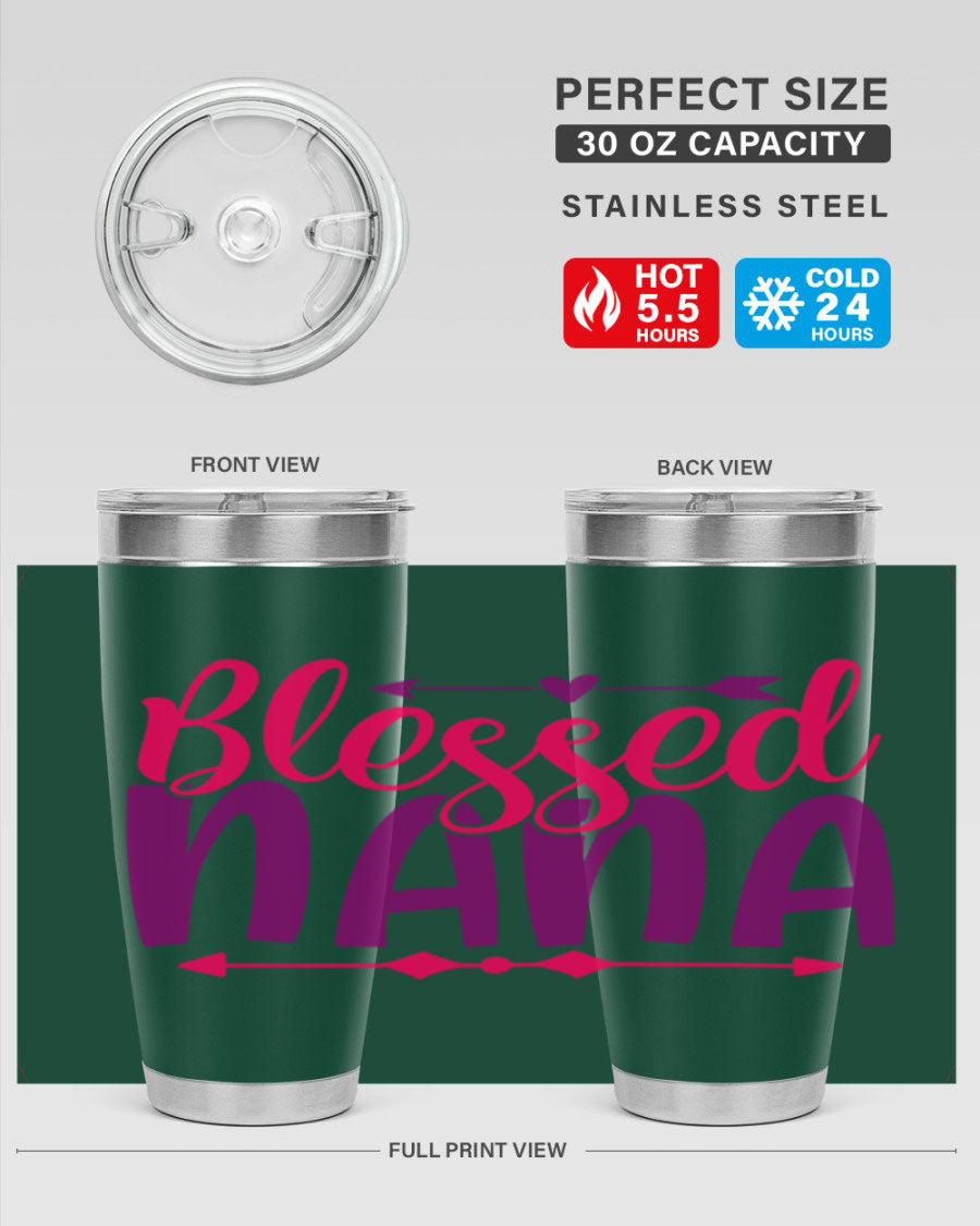 Blessed Nana Style 277# baby tumbler in stainless steel with a vibrant design, featuring a press-in lid and double wall vacuum insulation.