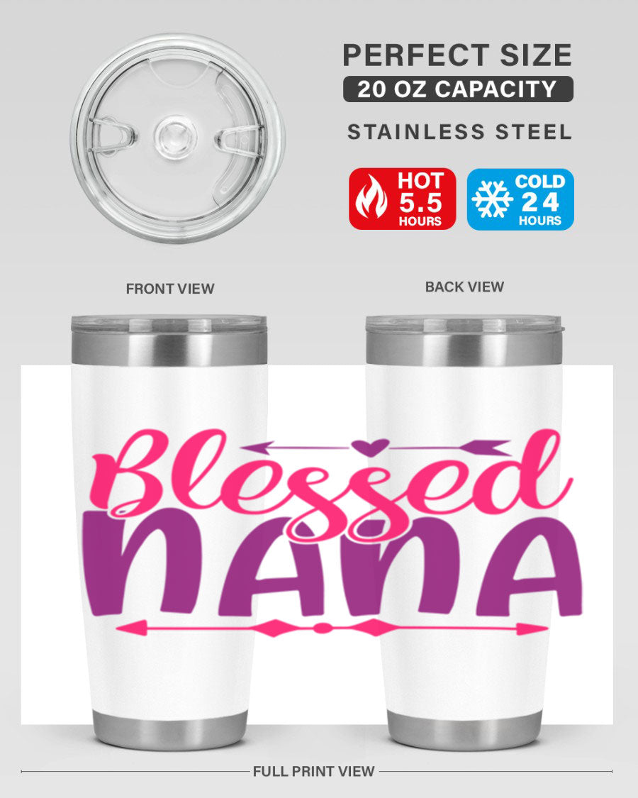 Blessed Nana Style 277# baby tumbler in stainless steel with a vibrant design, featuring a press-in lid and double wall vacuum insulation.