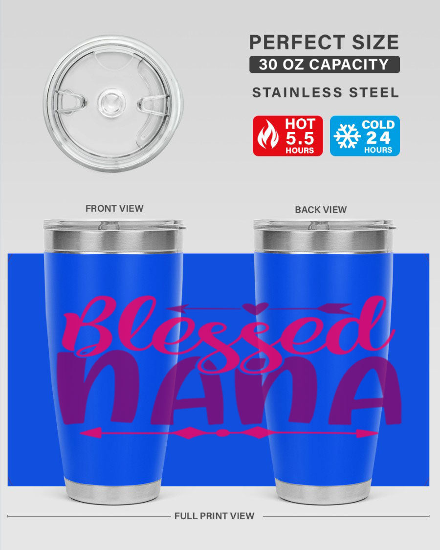 Blessed Nana Style 277# baby tumbler in stainless steel with a vibrant design, featuring a press-in lid and double wall vacuum insulation.