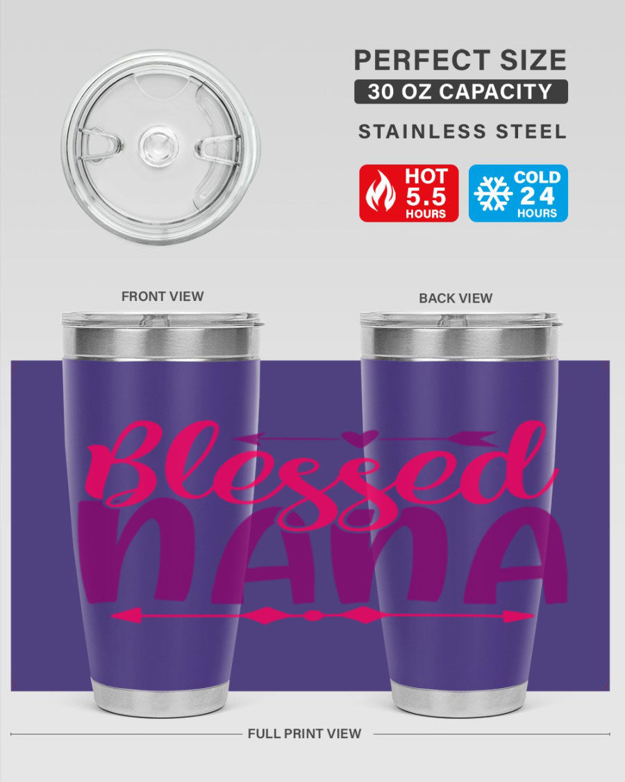 Blessed Nana Style 277# baby tumbler in stainless steel with a vibrant design, featuring a press-in lid and double wall vacuum insulation.