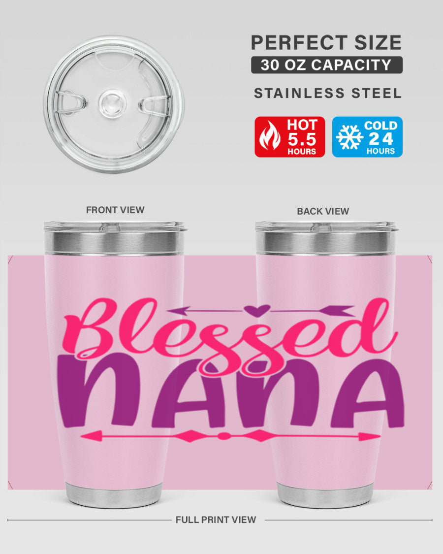 Blessed Nana Style 277# baby tumbler in stainless steel with a vibrant design, featuring a press-in lid and double wall vacuum insulation.
