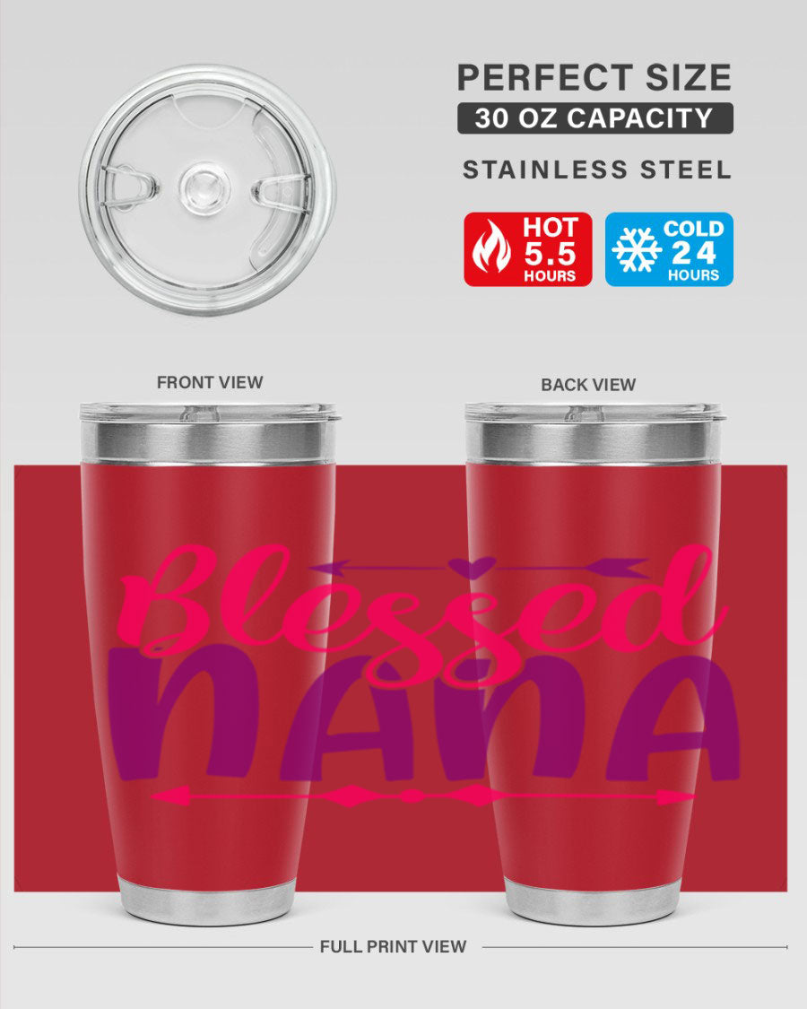 Blessed Nana Style 277# baby tumbler in stainless steel with a vibrant design, featuring a press-in lid and double wall vacuum insulation.