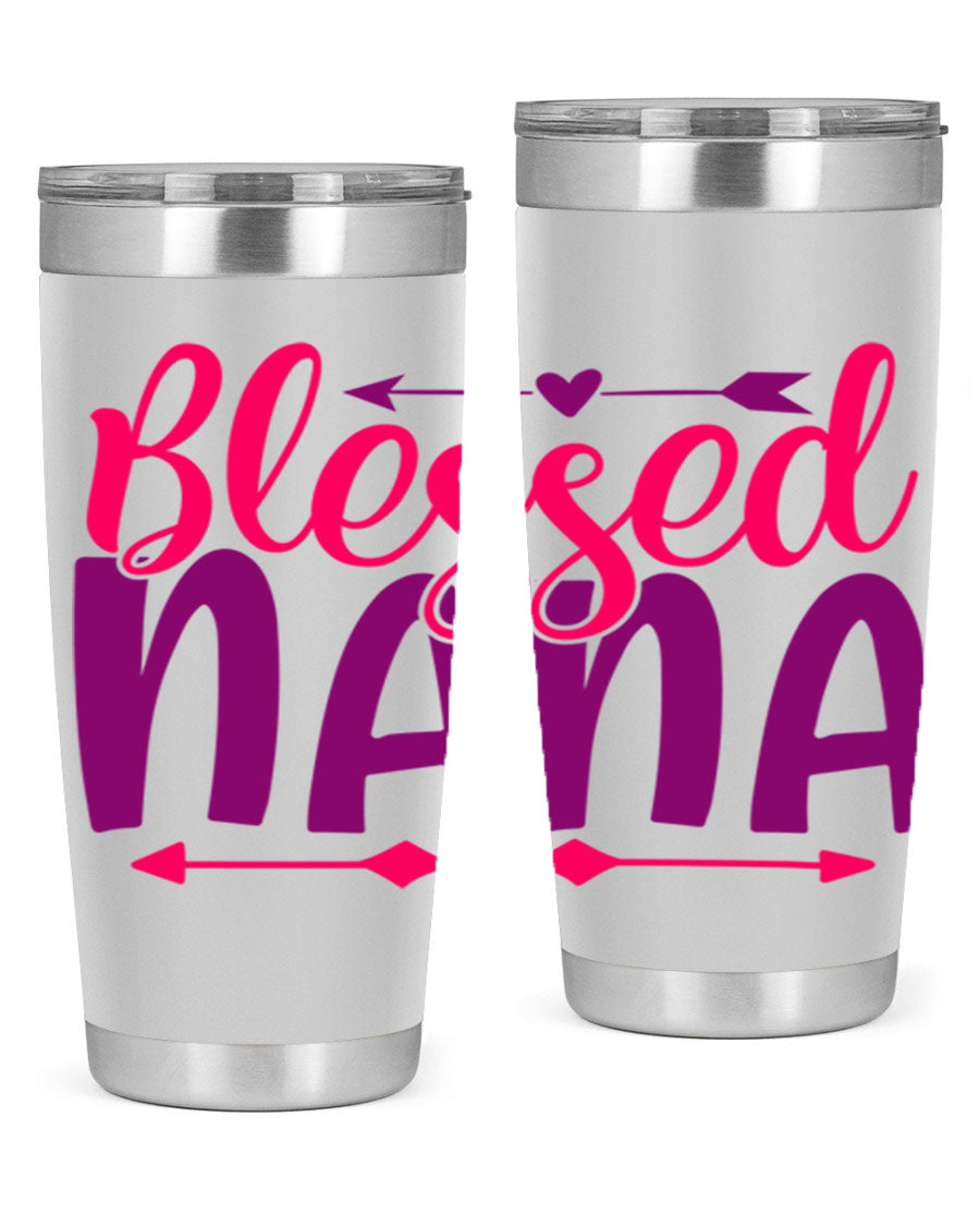 Blessed Nana Style 277# baby tumbler in stainless steel with a vibrant design, featuring a press-in lid and double wall vacuum insulation.