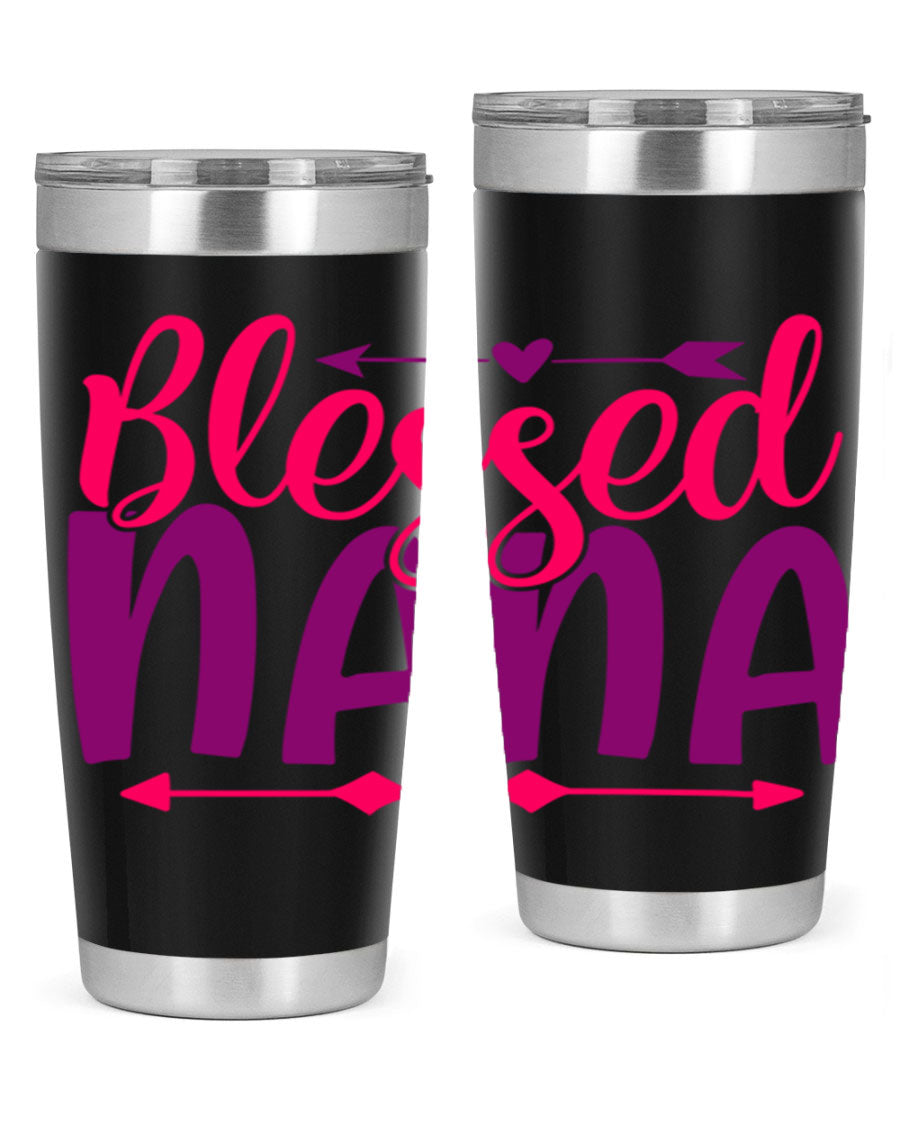 Blessed Nana Style 277# baby tumbler in stainless steel with a vibrant design, featuring a press-in lid and double wall vacuum insulation.