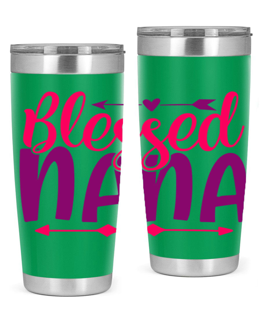 Blessed Nana Style 277# baby tumbler in stainless steel with a vibrant design, featuring a press-in lid and double wall vacuum insulation.