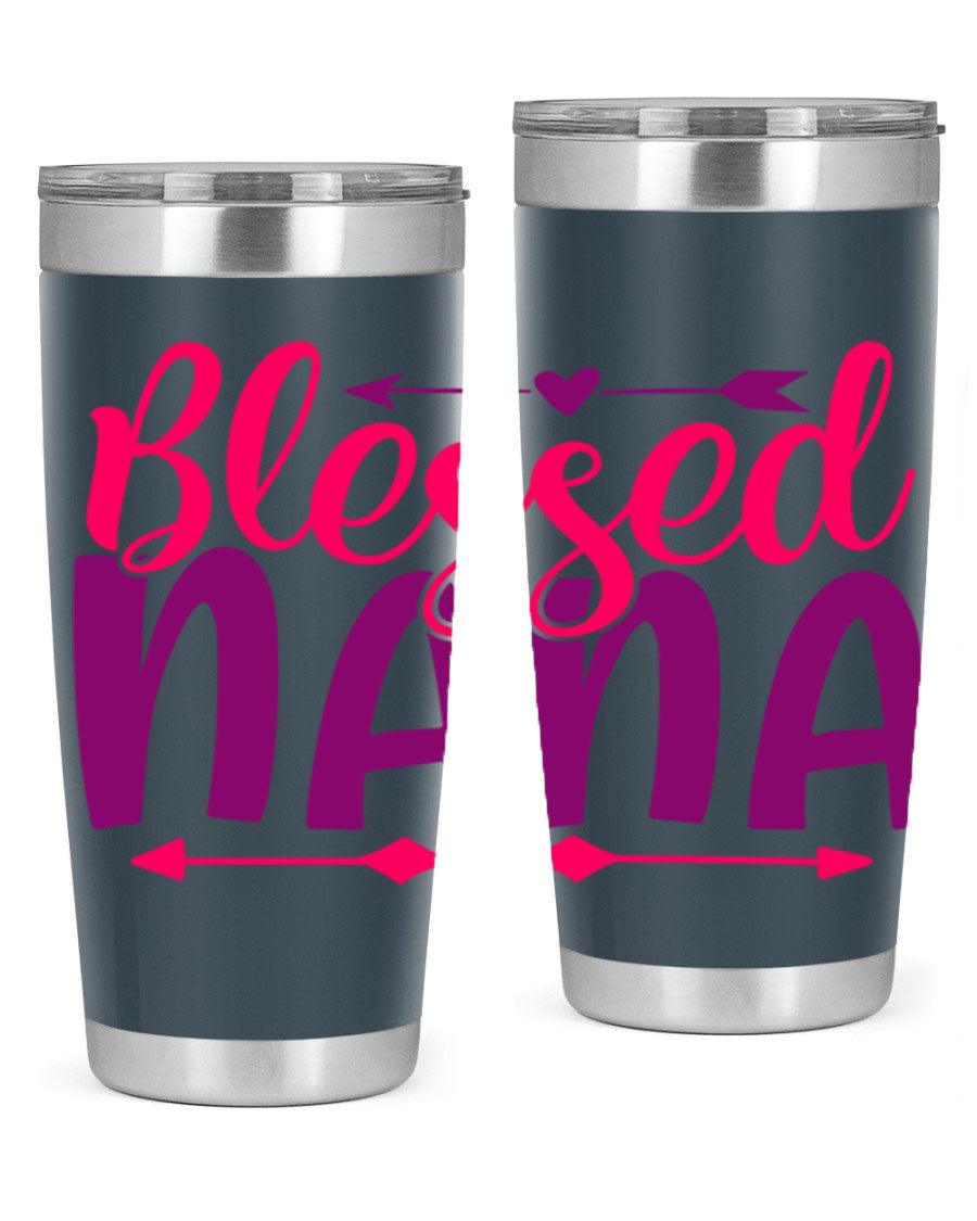 Blessed Nana Style 277# baby tumbler in stainless steel with a vibrant design, featuring a press-in lid and double wall vacuum insulation.