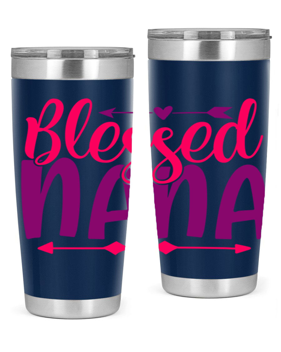 Blessed Nana Style 277# baby tumbler in stainless steel with a vibrant design, featuring a press-in lid and double wall vacuum insulation.