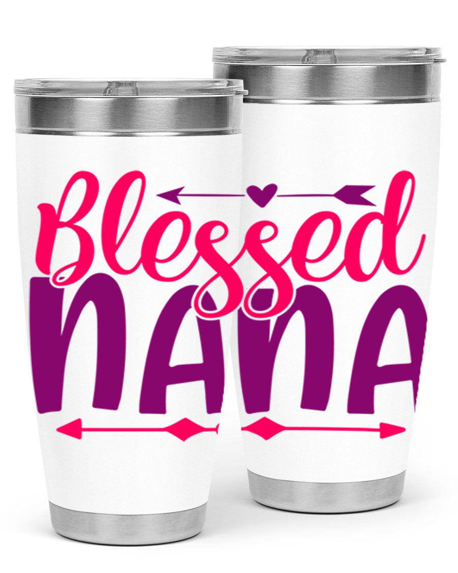 Blessed Nana Style 277# baby tumbler in stainless steel with a vibrant design, featuring a press-in lid and double wall vacuum insulation.