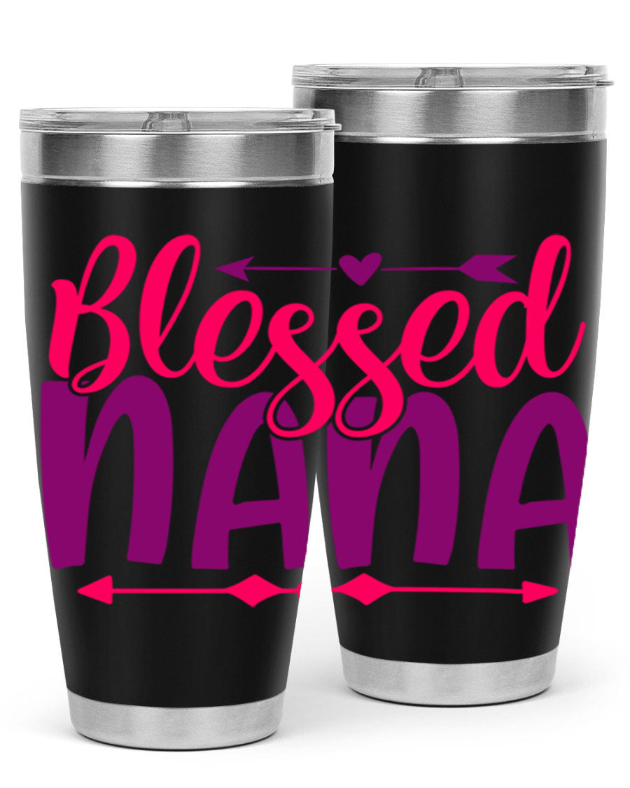 Blessed Nana Style 277# baby tumbler in stainless steel with a vibrant design, featuring a press-in lid and double wall vacuum insulation.