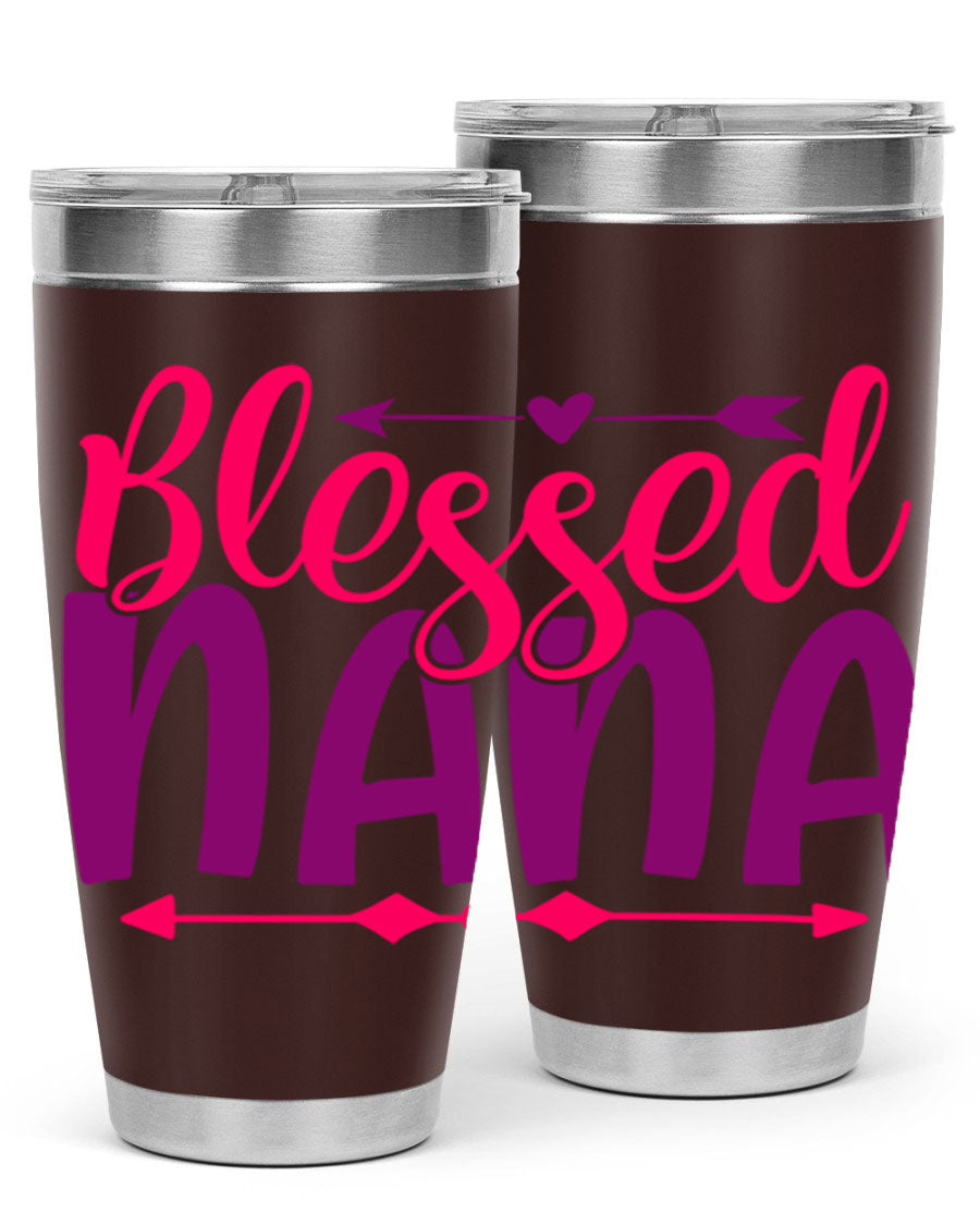 Blessed Nana Style 277# baby tumbler in stainless steel with a vibrant design, featuring a press-in lid and double wall vacuum insulation.