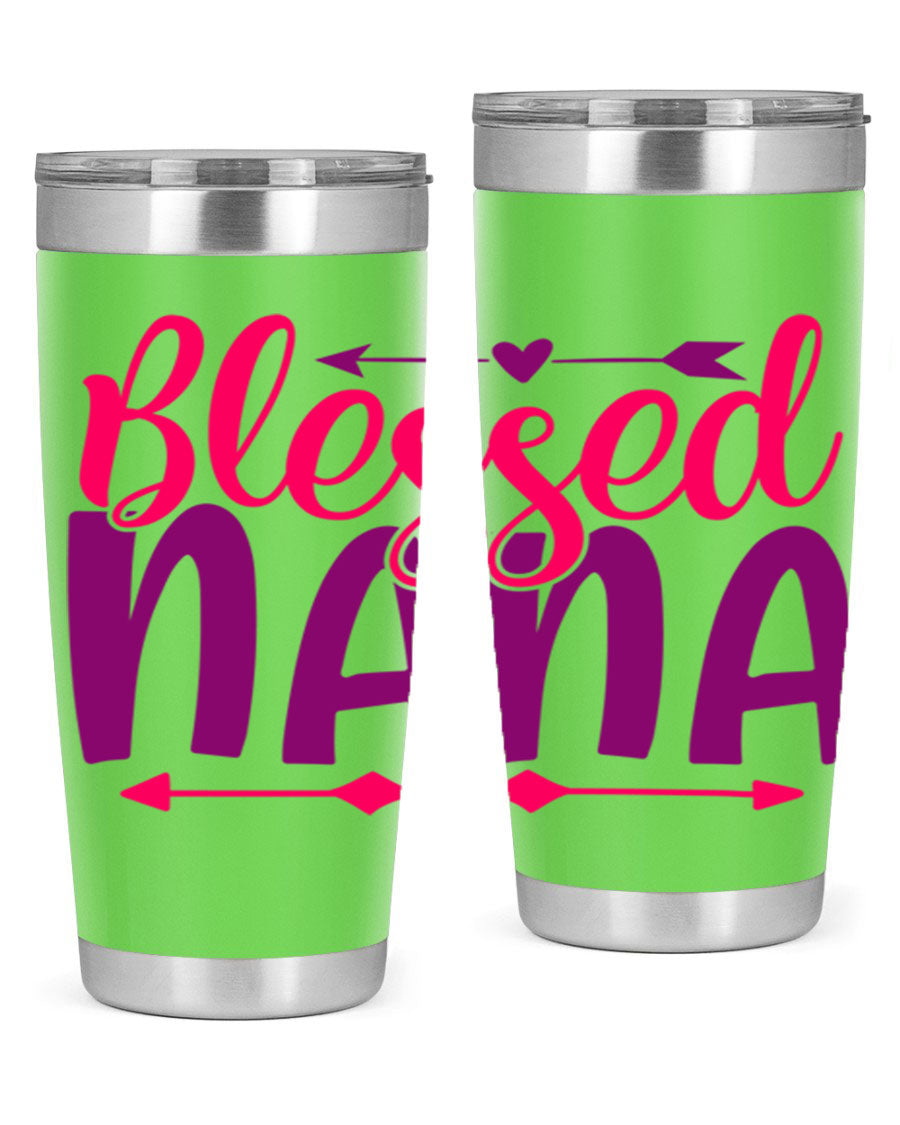 Blessed Nana Style 277# baby tumbler in stainless steel with a vibrant design, featuring a press-in lid and double wall vacuum insulation.
