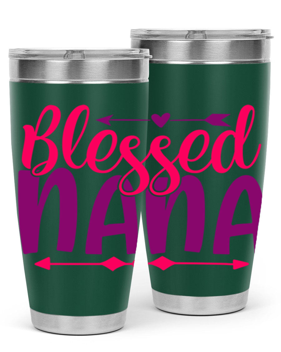 Blessed Nana Style 277# baby tumbler in stainless steel with a vibrant design, featuring a press-in lid and double wall vacuum insulation.