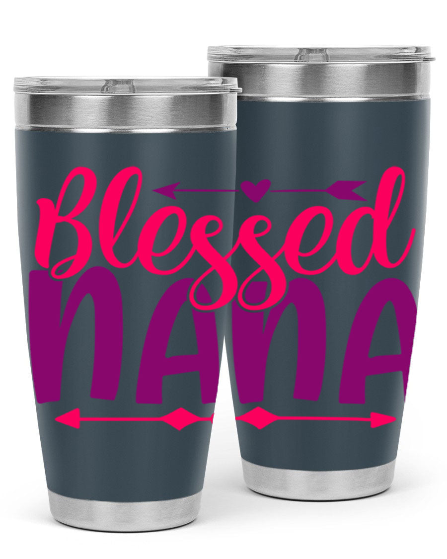 Blessed Nana Style 277# baby tumbler in stainless steel with a vibrant design, featuring a press-in lid and double wall vacuum insulation.