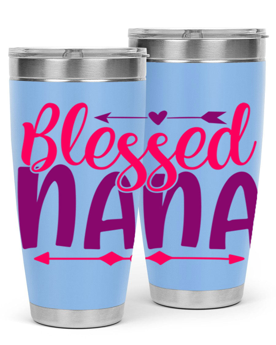 Blessed Nana Style 277# baby tumbler in stainless steel with a vibrant design, featuring a press-in lid and double wall vacuum insulation.