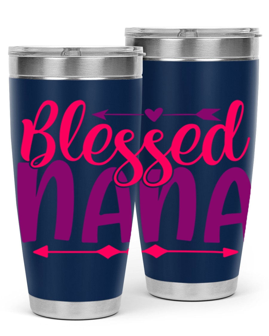 Blessed Nana Style 277# baby tumbler in stainless steel with a vibrant design, featuring a press-in lid and double wall vacuum insulation.