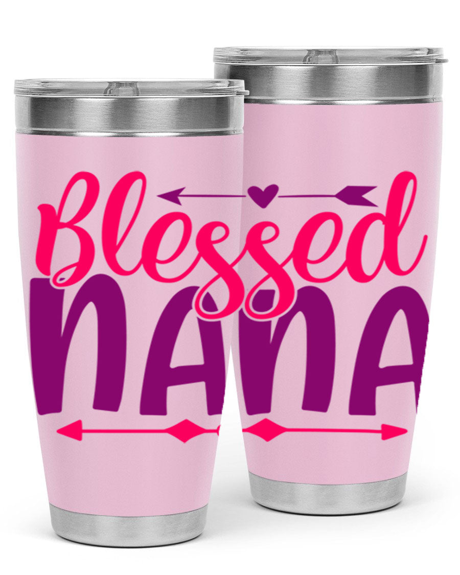 Blessed Nana Style 277# baby tumbler in stainless steel with a vibrant design, featuring a press-in lid and double wall vacuum insulation.