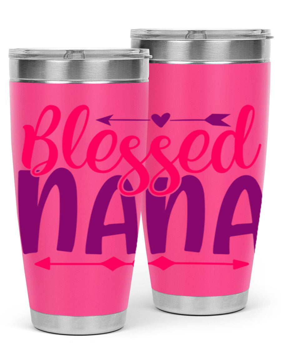 Blessed Nana Style 277# baby tumbler in stainless steel with a vibrant design, featuring a press-in lid and double wall vacuum insulation.