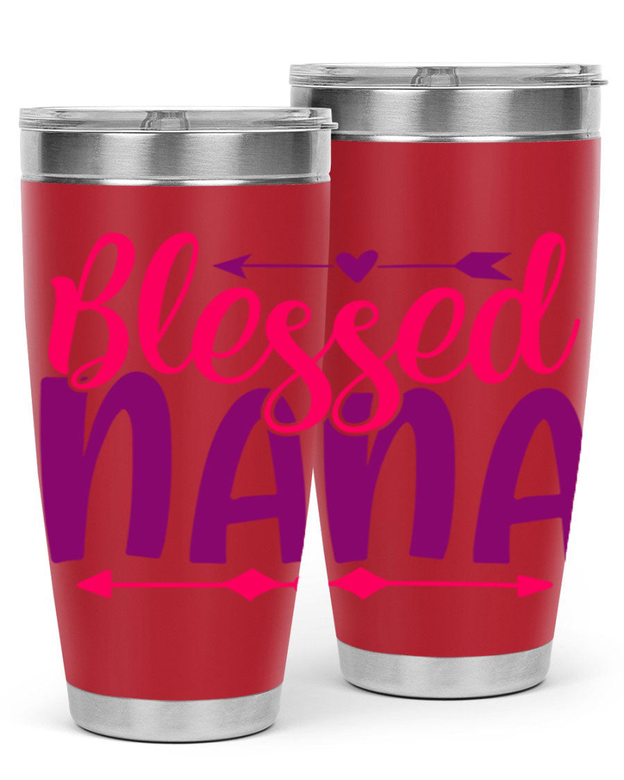 Blessed Nana Style 277# baby tumbler in stainless steel with a vibrant design, featuring a press-in lid and double wall vacuum insulation.
