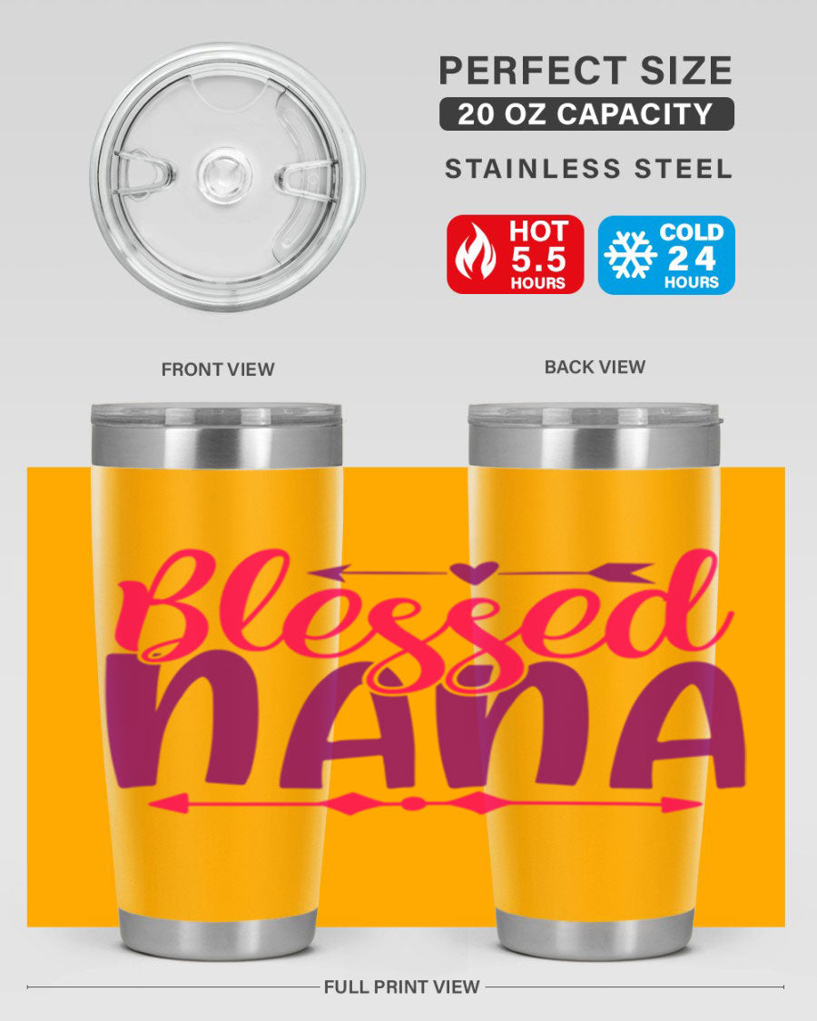 Blessed Nana Style 277# baby tumbler in stainless steel with a vibrant design, featuring a press-in lid and double wall vacuum insulation.