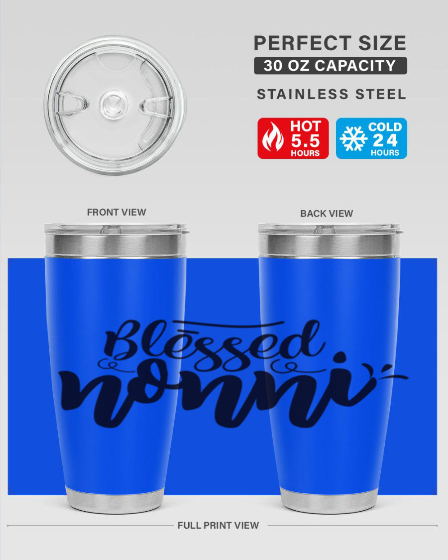 Blessed Nonni 57# Tumbler featuring a double wall vacuum design, perfect for keeping drinks hot or cold, ideal for grandmas and nanas.
