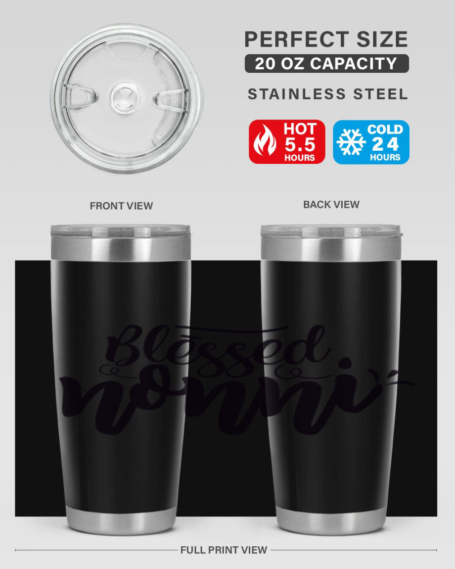 Blessed Nonni 57# Tumbler featuring a double wall vacuum design, perfect for keeping drinks hot or cold, ideal for grandmas and nanas.
