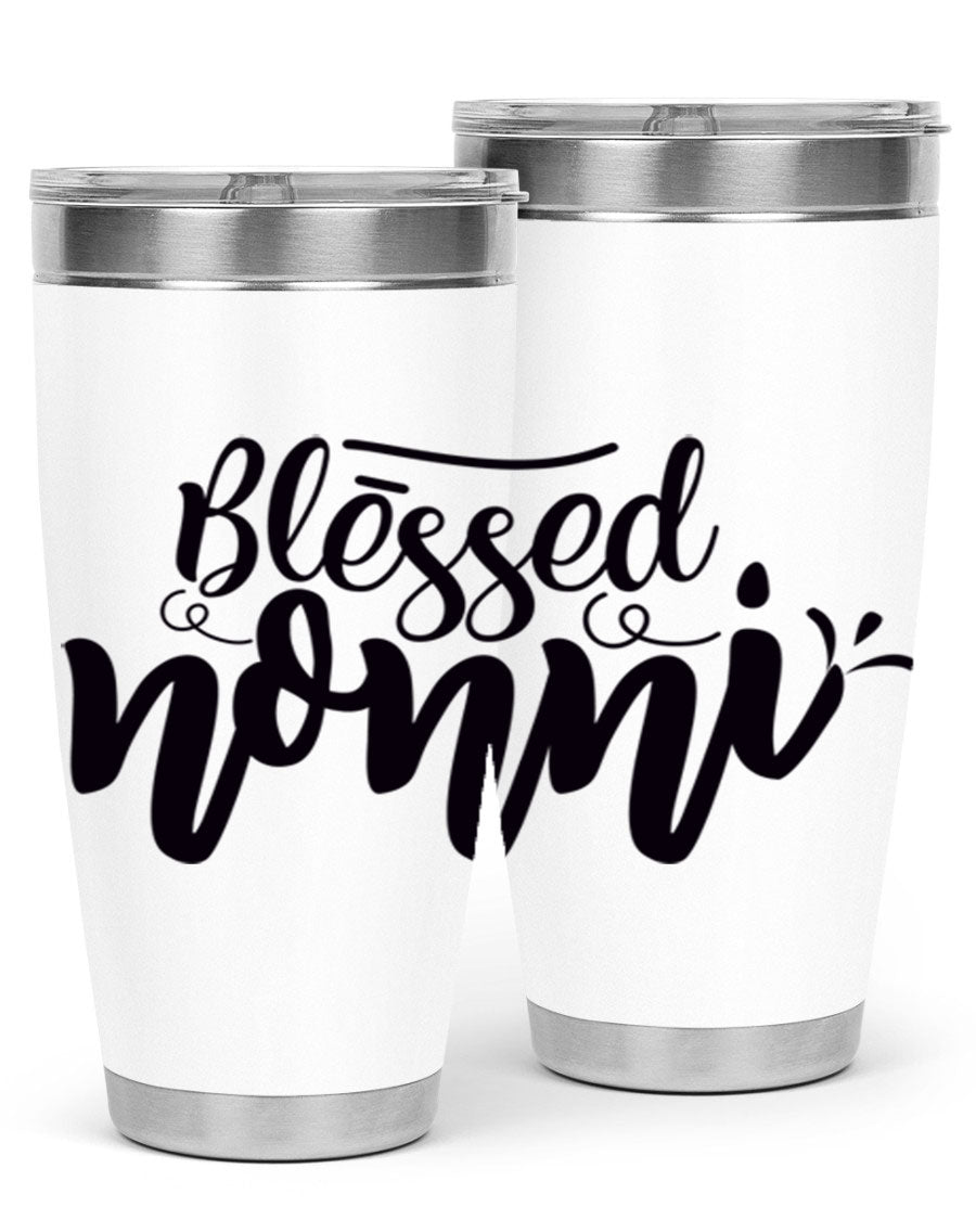 Blessed Nonni 57# Tumbler featuring a double wall vacuum design, perfect for keeping drinks hot or cold, ideal for grandmas and nanas.