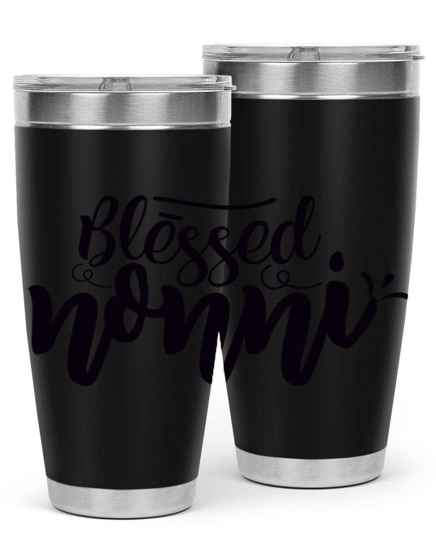 Blessed Nonni 57# Tumbler featuring a double wall vacuum design, perfect for keeping drinks hot or cold, ideal for grandmas and nanas.