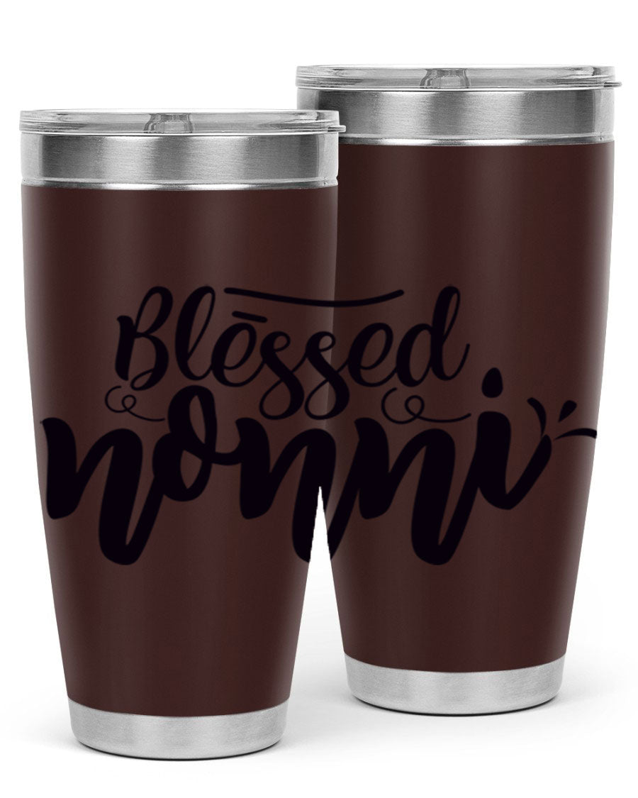 Blessed Nonni 57# Tumbler featuring a double wall vacuum design, perfect for keeping drinks hot or cold, ideal for grandmas and nanas.