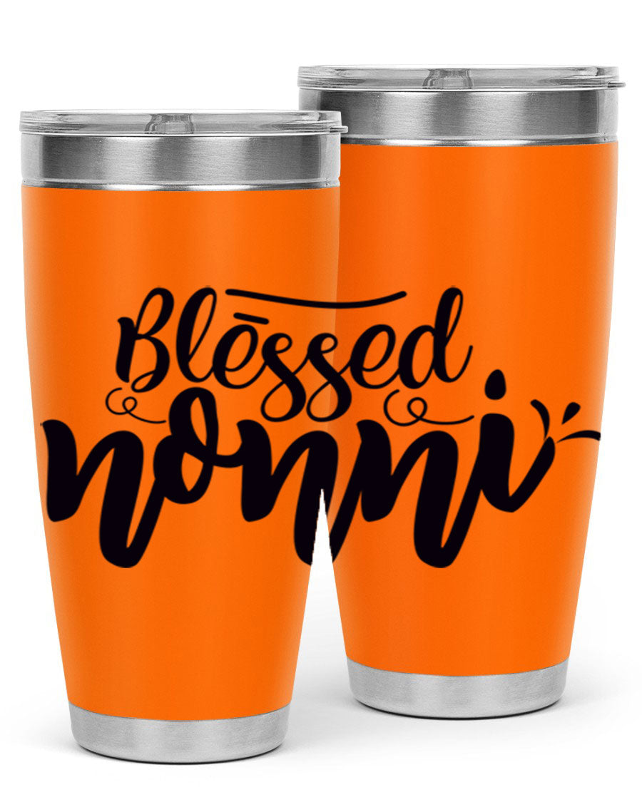 Blessed Nonni 57# Tumbler featuring a double wall vacuum design, perfect for keeping drinks hot or cold, ideal for grandmas and nanas.
