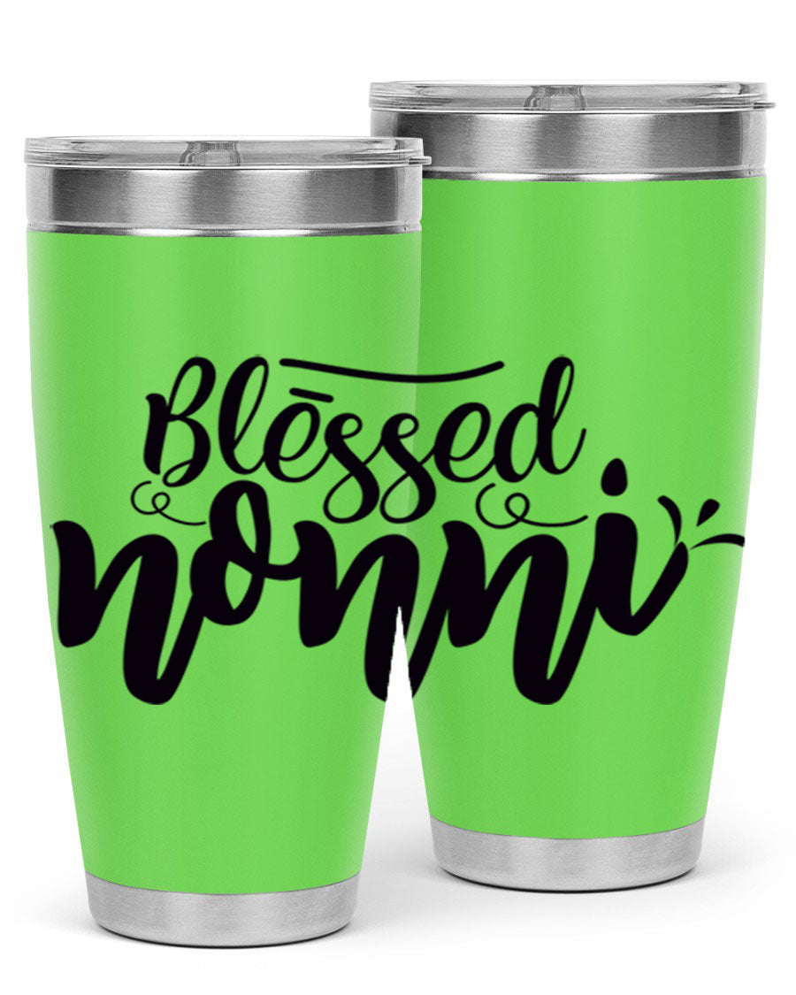 Blessed Nonni 57# Tumbler featuring a double wall vacuum design, perfect for keeping drinks hot or cold, ideal for grandmas and nanas.