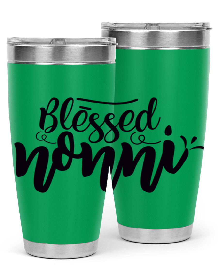 Blessed Nonni 57# Tumbler featuring a double wall vacuum design, perfect for keeping drinks hot or cold, ideal for grandmas and nanas.