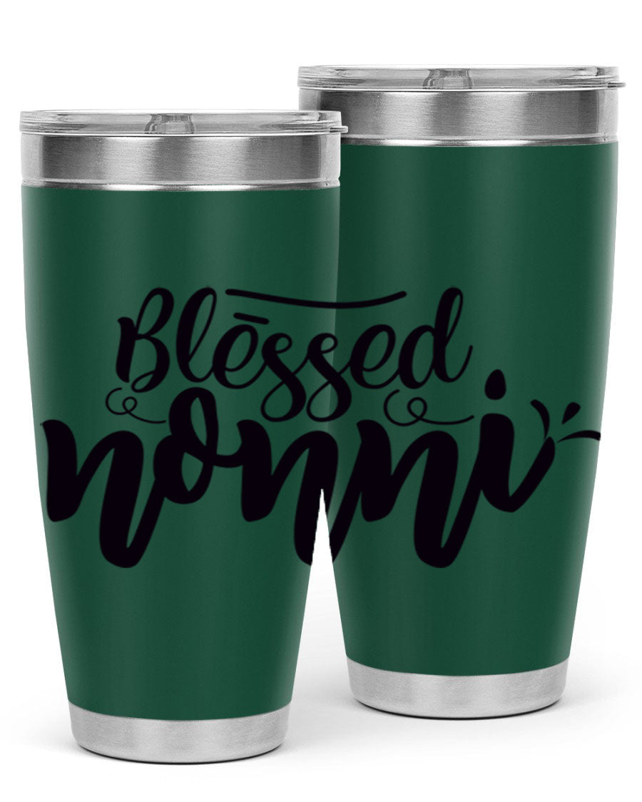 Blessed Nonni 57# Tumbler featuring a double wall vacuum design, perfect for keeping drinks hot or cold, ideal for grandmas and nanas.