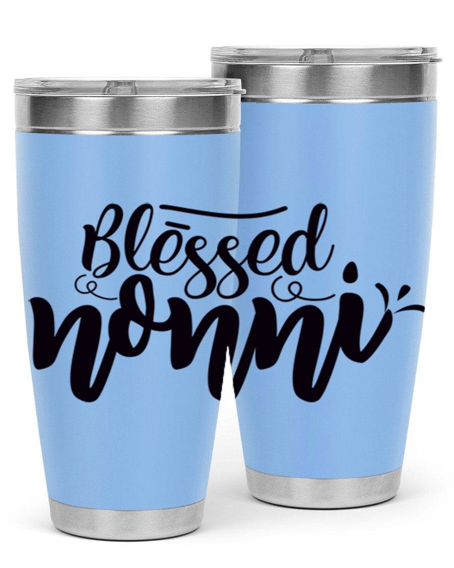 Blessed Nonni 57# Tumbler featuring a double wall vacuum design, perfect for keeping drinks hot or cold, ideal for grandmas and nanas.
