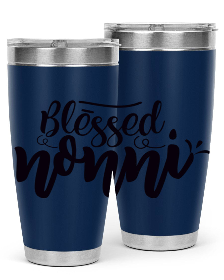 Blessed Nonni 57# Tumbler featuring a double wall vacuum design, perfect for keeping drinks hot or cold, ideal for grandmas and nanas.