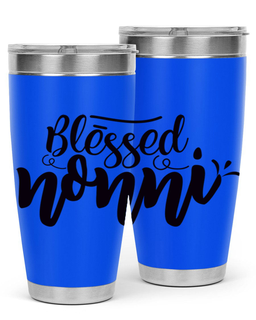 Blessed Nonni 57# Tumbler featuring a double wall vacuum design, perfect for keeping drinks hot or cold, ideal for grandmas and nanas.