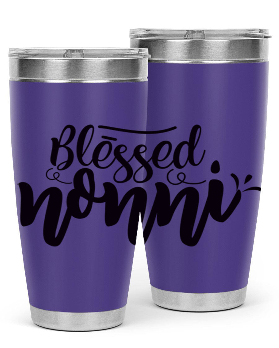 Blessed Nonni 57# Tumbler featuring a double wall vacuum design, perfect for keeping drinks hot or cold, ideal for grandmas and nanas.