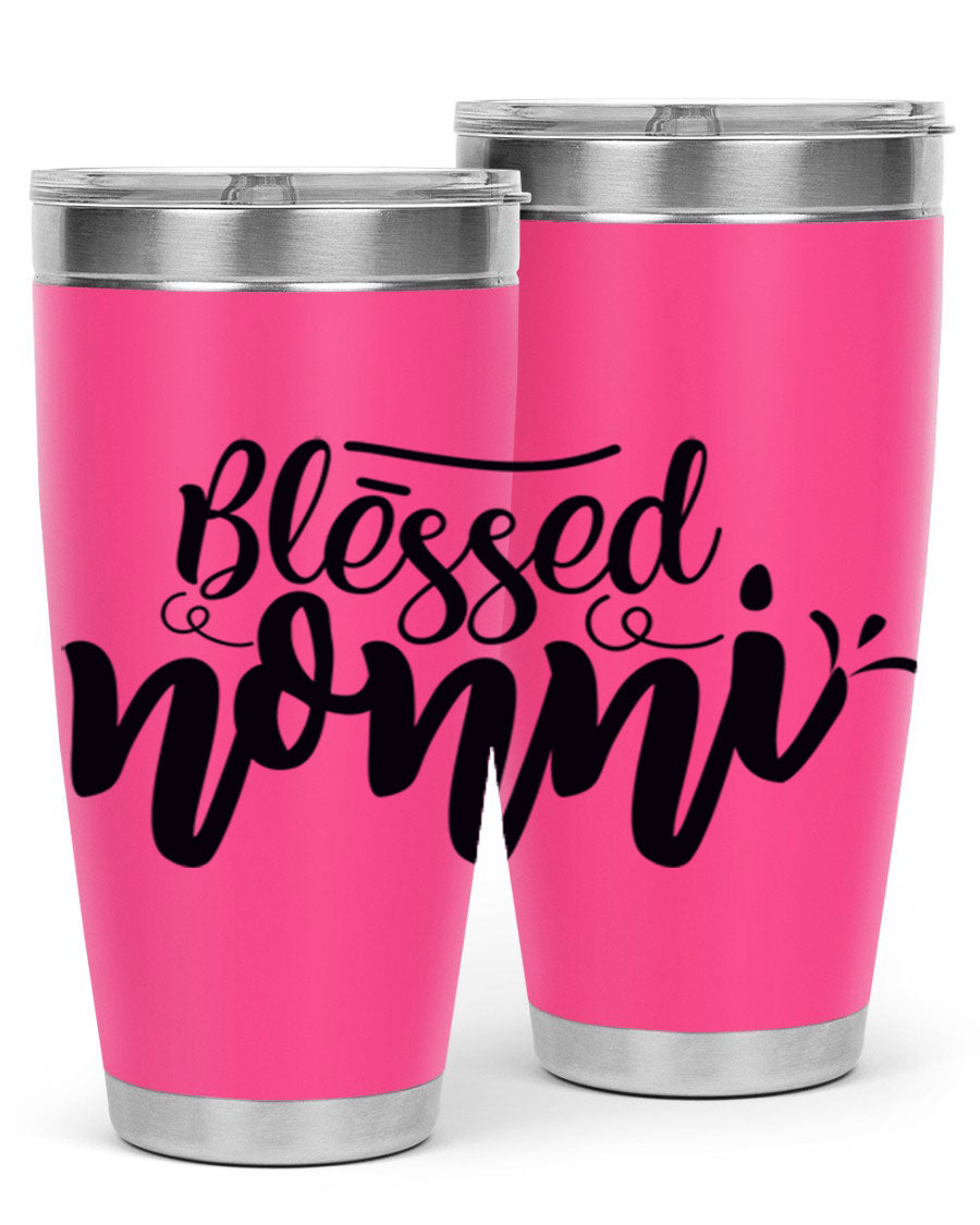 Blessed Nonni 57# Tumbler featuring a double wall vacuum design, perfect for keeping drinks hot or cold, ideal for grandmas and nanas.
