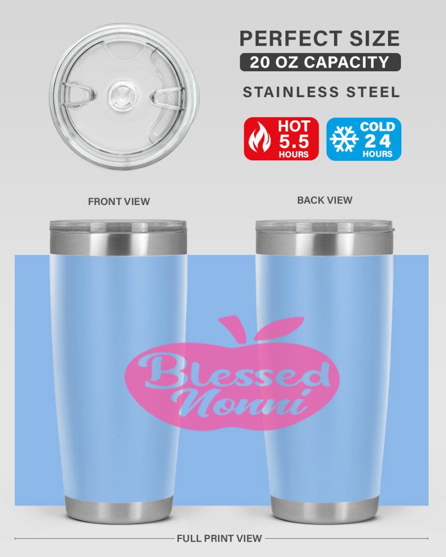 Blessed Nonni 58# Tumbler featuring a stylish design, double wall vacuum stainless steel, and a press-in drink-thru lid.