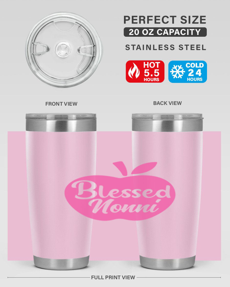 Blessed Nonni 58# Tumbler featuring a stylish design, double wall vacuum stainless steel, and a press-in drink-thru lid.