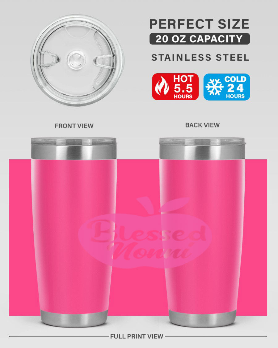 Blessed Nonni 58# Tumbler featuring a stylish design, double wall vacuum stainless steel, and a press-in drink-thru lid.