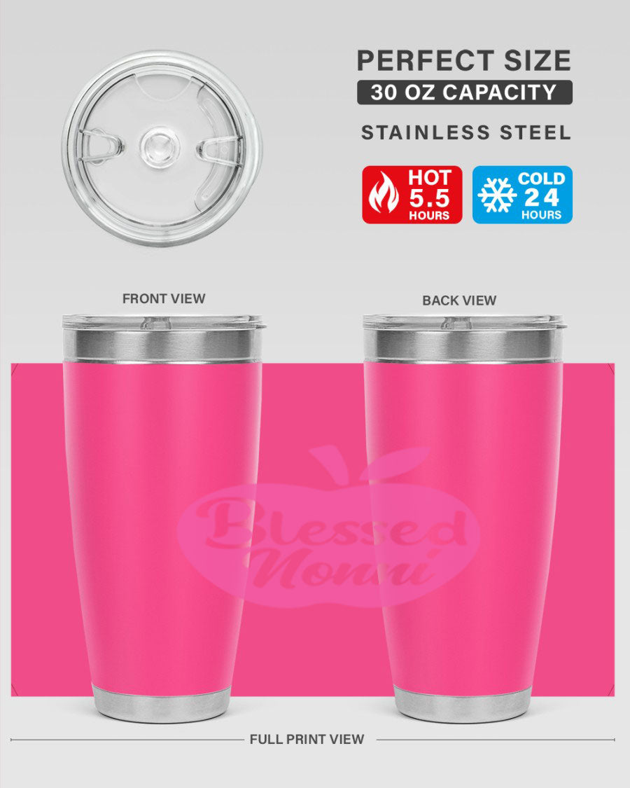 Blessed Nonni 58# Tumbler featuring a stylish design, double wall vacuum stainless steel, and a press-in drink-thru lid.