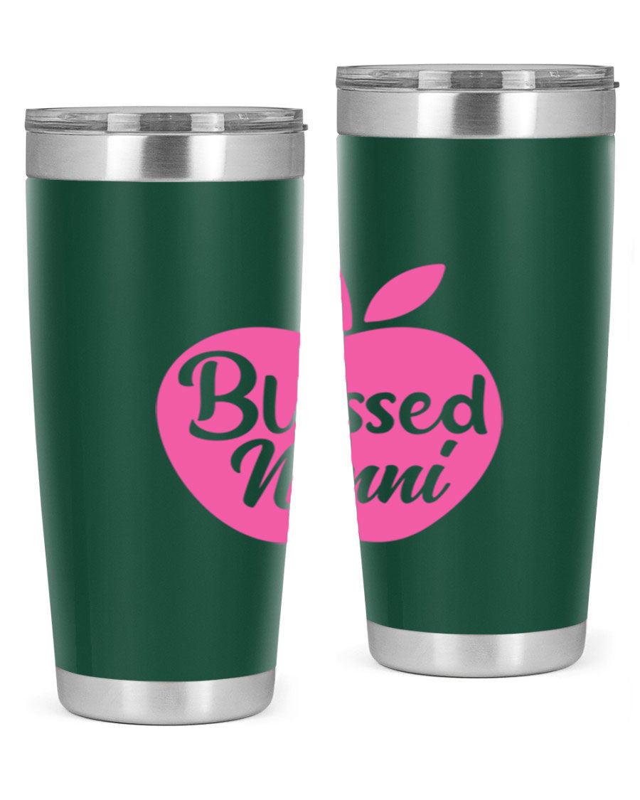 Blessed Nonni 58# Tumbler featuring a stylish design, double wall vacuum stainless steel, and a press-in drink-thru lid.