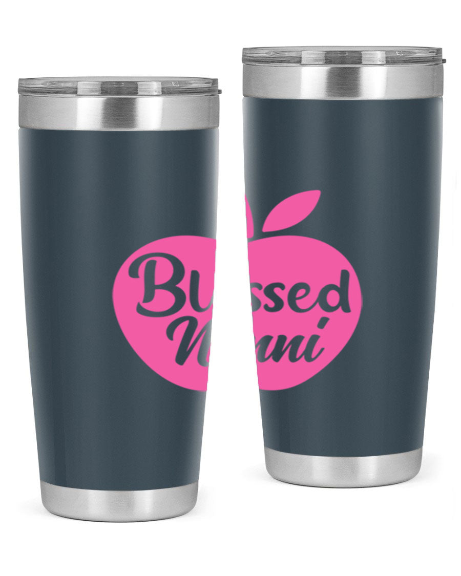 Blessed Nonni 58# Tumbler featuring a stylish design, double wall vacuum stainless steel, and a press-in drink-thru lid.