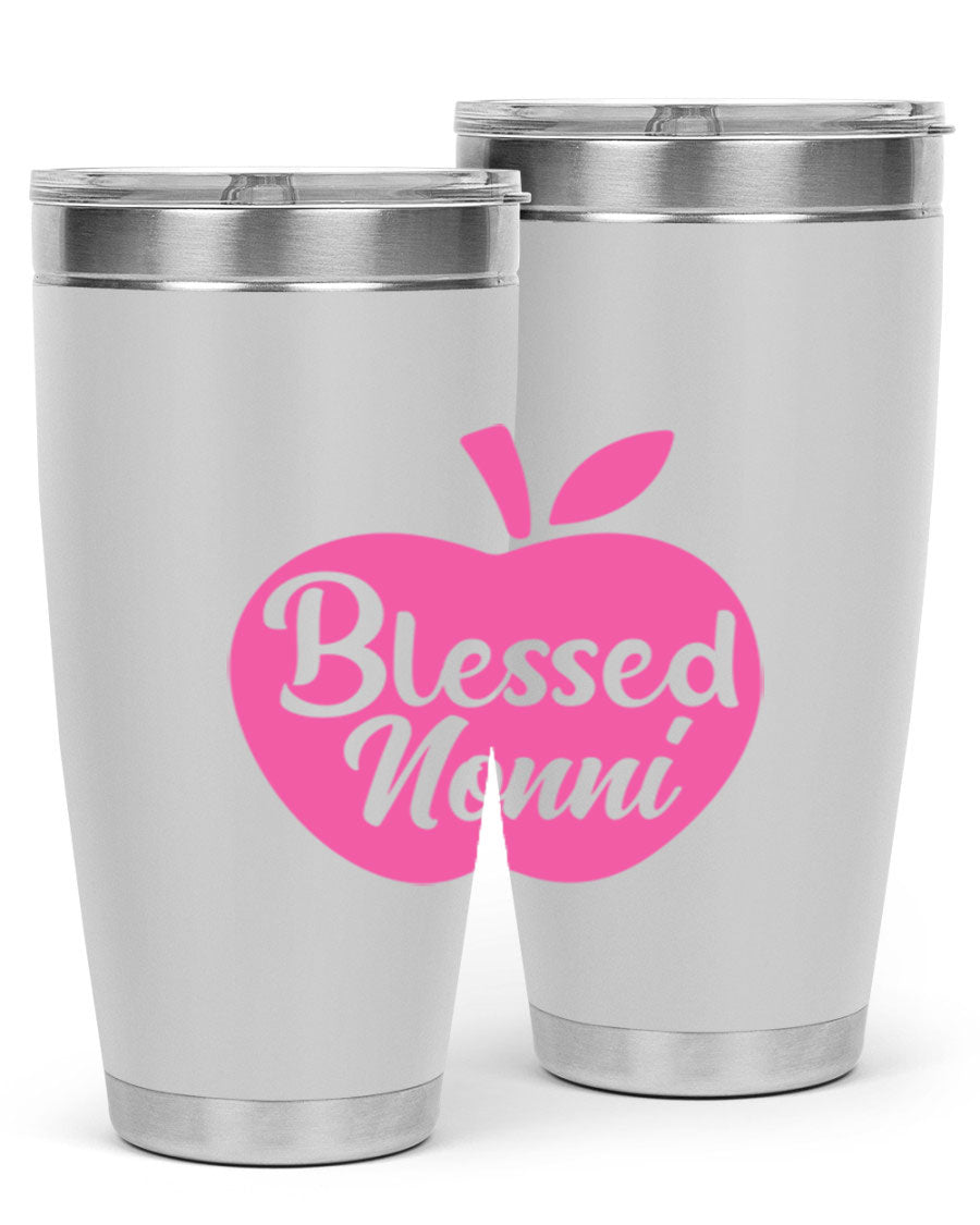 Blessed Nonni 58# Tumbler featuring a stylish design, double wall vacuum stainless steel, and a press-in drink-thru lid.