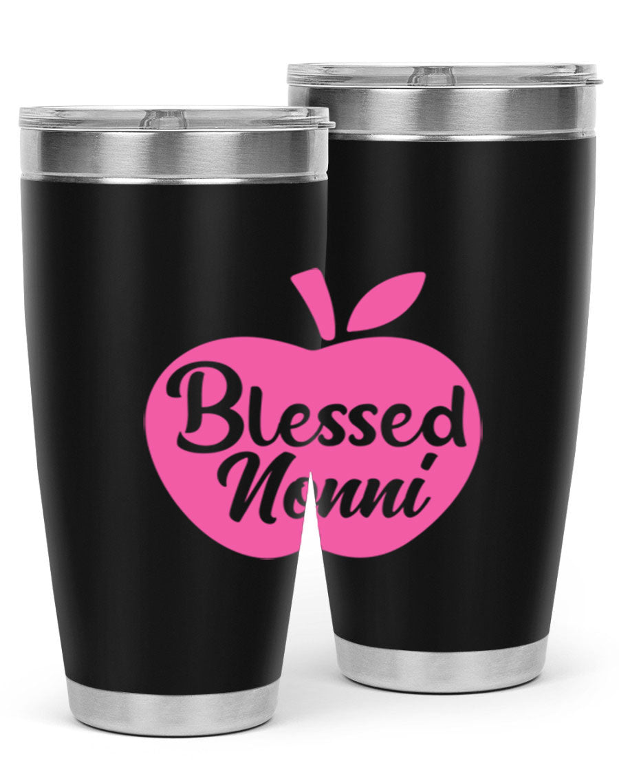 Blessed Nonni 58# Tumbler featuring a stylish design, double wall vacuum stainless steel, and a press-in drink-thru lid.
