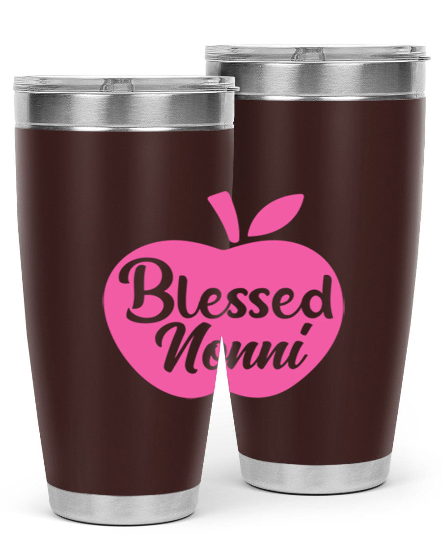 Blessed Nonni 58# Tumbler featuring a stylish design, double wall vacuum stainless steel, and a press-in drink-thru lid.