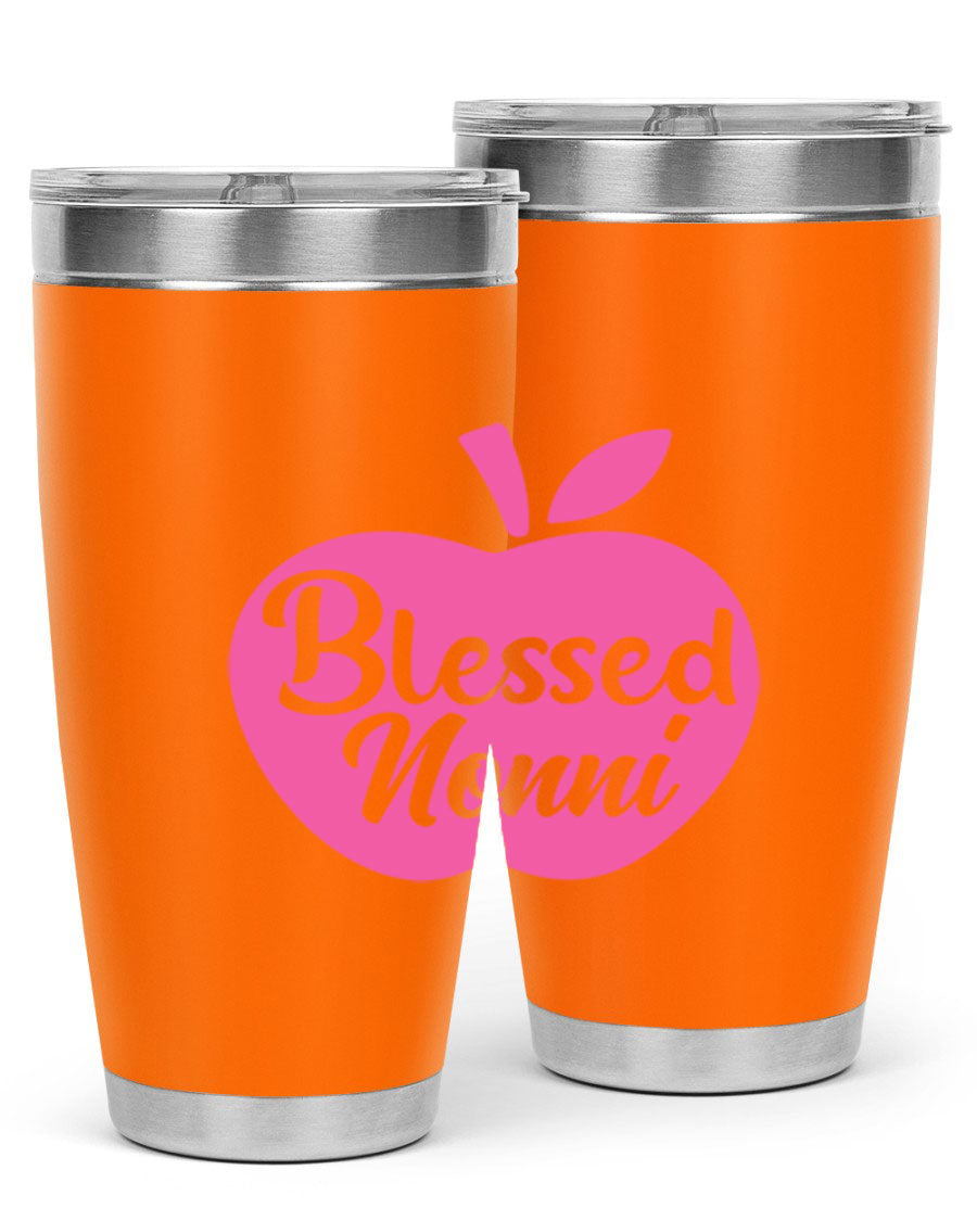 Blessed Nonni 58# Tumbler featuring a stylish design, double wall vacuum stainless steel, and a press-in drink-thru lid.