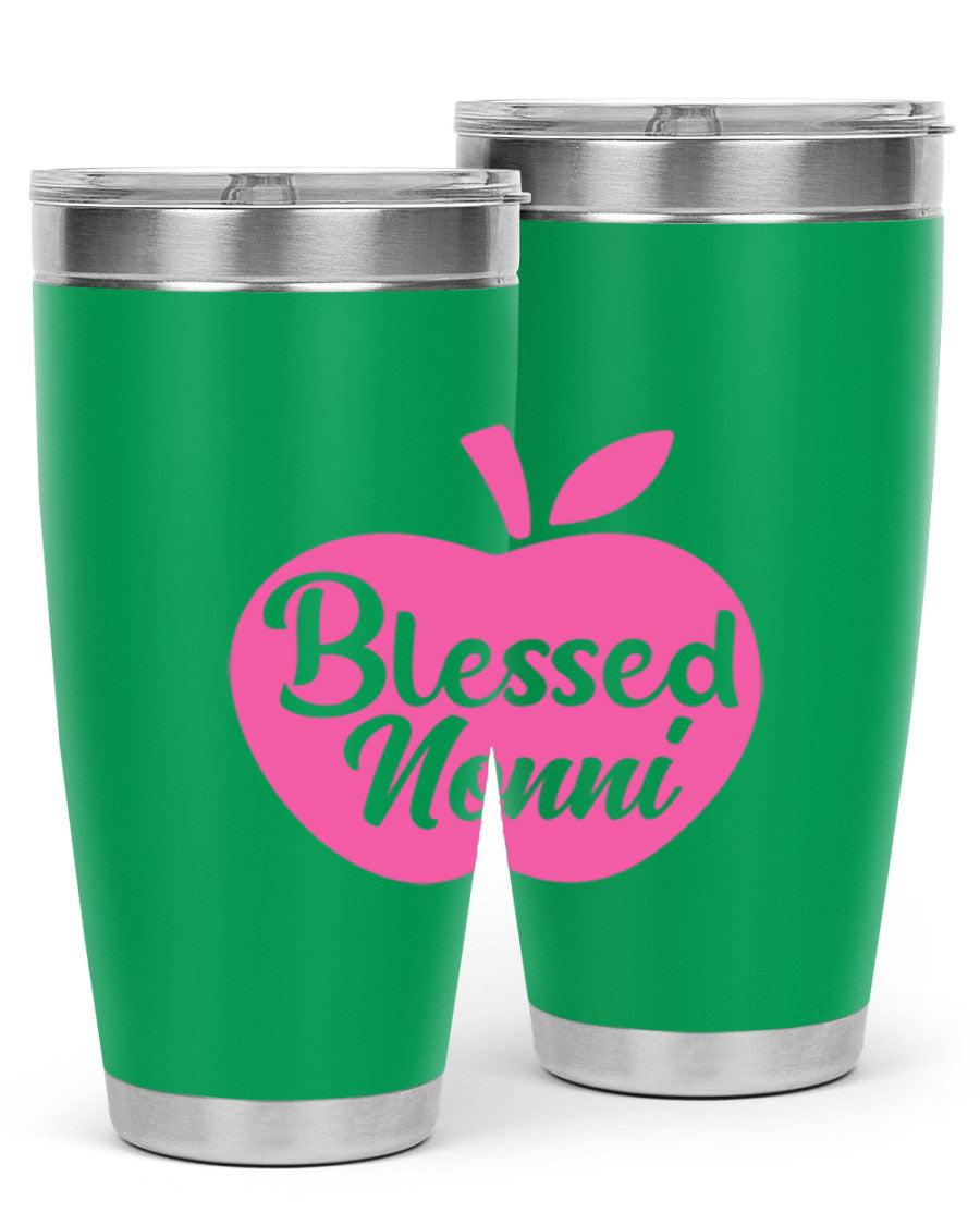 Blessed Nonni 58# Tumbler featuring a stylish design, double wall vacuum stainless steel, and a press-in drink-thru lid.