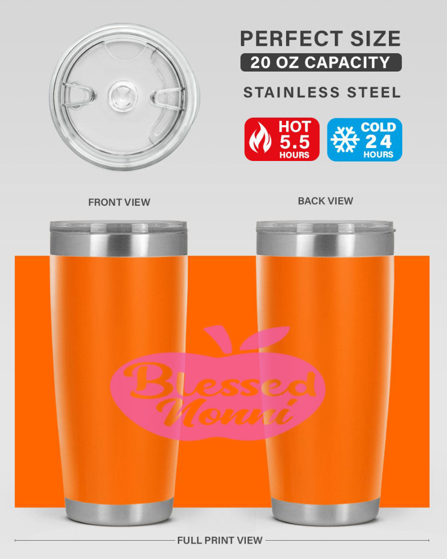 Blessed Nonni 58# Tumbler featuring a stylish design, double wall vacuum stainless steel, and a press-in drink-thru lid.