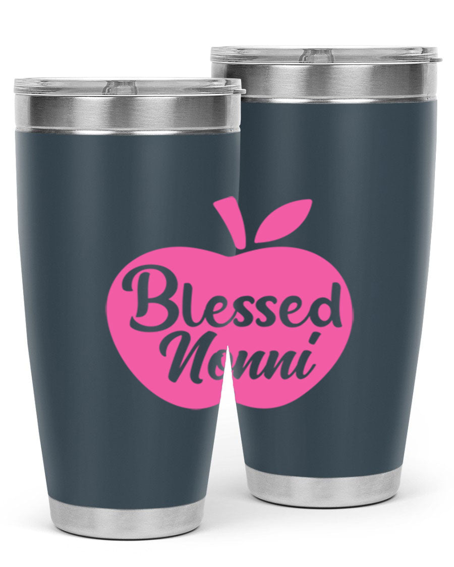 Blessed Nonni 58# Tumbler featuring a stylish design, double wall vacuum stainless steel, and a press-in drink-thru lid.